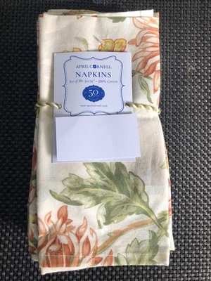 S/10 April Cornell ANTOINETTE Floral Verde Amarillo Marrón 16" Servilletas de Cena Nuevas con Etiquetas Foto 1 de 2