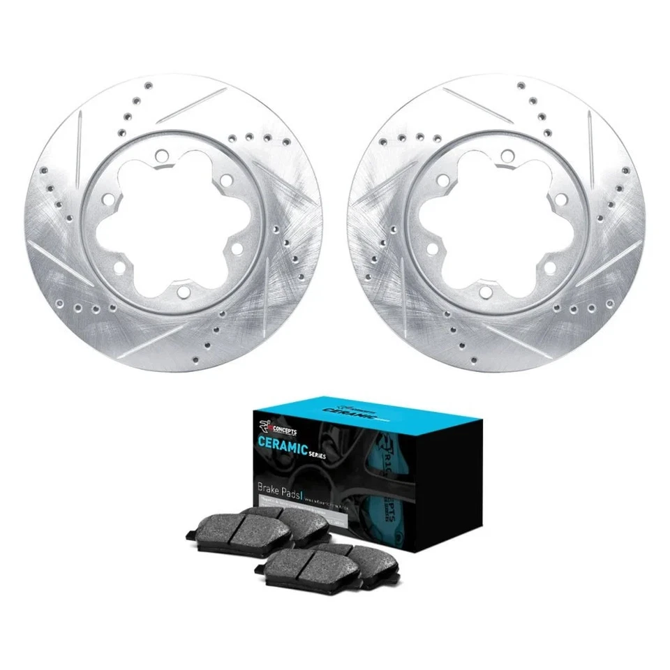 For Toyota Hiace 06-19 3-Pc eLINE Series Drilled & Slotted Brake Rotor Kit - Imagem 1 de 2