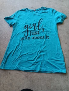 Girl Just Pray About It Blue Tee Shirt Size Youth XL - Picture 1 of 2