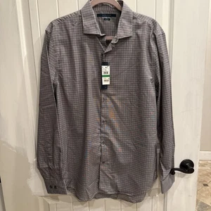 Perry Ellis kariertes Baumwoll Button Down Langarm Hemd Herren Größe Large - NEU - Bild 1 von 6