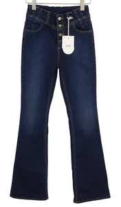 LIU JO Women Jeans W28 Washed Denim Blue High Waist Bootcut Fit Buttoned Casual - Picture 1 of 10