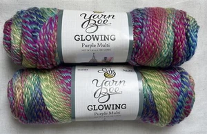 LOT of 2 YARN BEE GLOWING in PURPLE MULTI 198yds 4oz Super Bulky - Picture 1 of 5