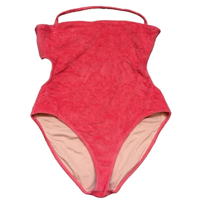 J Crew Cutout Bandeau One Piece Swimsuit Terry Cloth Coral Women's Size 18 - Image 1 of 4