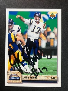 John Friesz 1992 Upper Deck Chargers In Person IP TTM signed Auto Autogramm - Bild 1 von 3