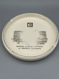 Caterpillar World Headquarters Peoria IL Round Vintage 6 1/2" Ceramic Ashtray - Picture 1 of 10