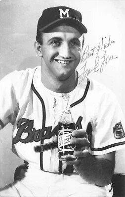 Postal rara publicidad de los Bravos de Milwaukee Frank Torre Pepsi-Cola Foto 1 de 2