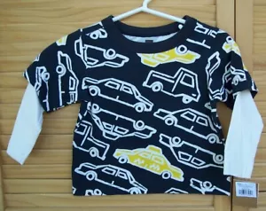 TEA COLLECTION~nwt black CAR shirt~boy's size 9-12 months~9M to 12M~NEW~l/s~Taxi - Picture 1 of 2
