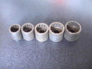 VINTAGE Sechskant Steckschlüssel 1/2" Antrieb 5 Stück 12 PT 5 Stück Sechskant Stecknüsse - Bild 1 von 3