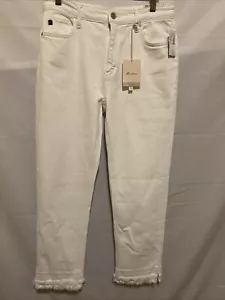KanCan Damenjeans hoher Bund Lagenlook ausgefranster Saum knöchelgerade weiß 29 x 27 neu mit Etikett - Bild 1 von 15