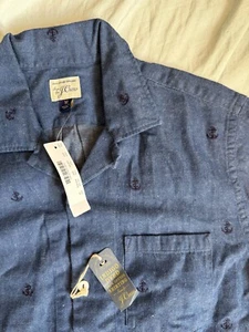 J. Crew anchor stitch indigo chambray S/S Button Up Shirt medium $89.50 - Picture 1 of 3