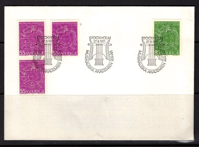 Sweden 1971 - 200th anniversary of the music academy - music art FDC - Image 1 of 1
