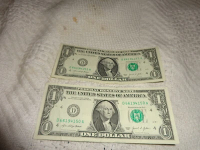 lot of 2 sequential serial numbers 66194151/66194150 and birthday note - Image 1 of 2