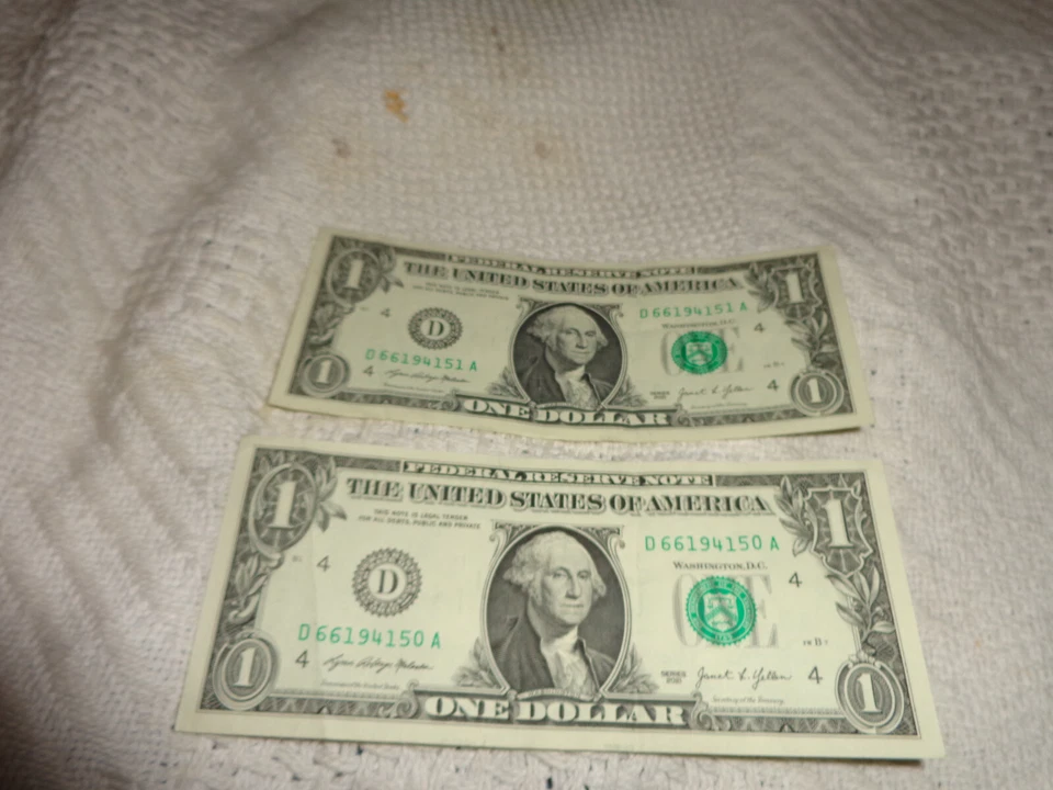 lot of 2 sequential serial numbers 66194151/66194150 and birthday note - Image 1 of 2