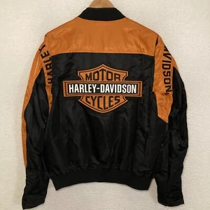 Harley Davidson Bar & Shield Bomber Jacket Mens M Full Zip Biker Embroidered - Picture 1 of 13