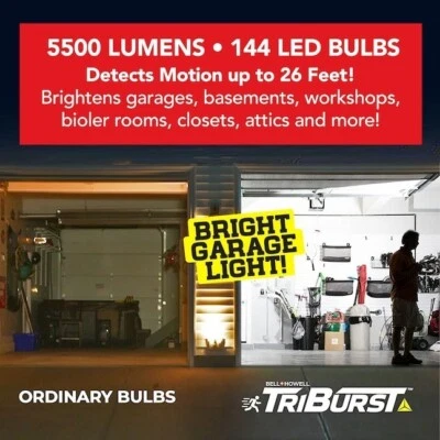 5500 LUMEN MOTION ACTIVATED 3 ANGLED LED LIGHT - 550% BRIGHTER THAN 60 WATT BULB - Image 1 of 4