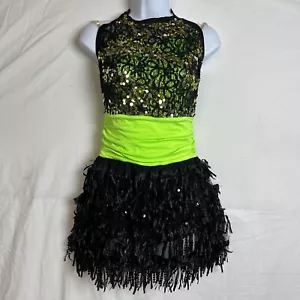 Costumi Galleria Costumi Donna Nero Verde Paillettes Abito Unitard Taglia AM - Foto 1 di 2