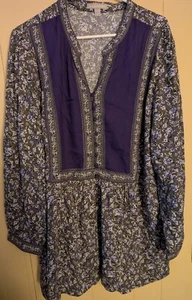 Woman Within Top Womens Plus 1XL (22/24) Floral Button Peasant BOHO Cottagecore - Picture 1 of 11