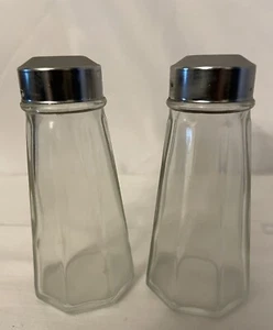 Vintage Gemco Glass Salt and Pepper Shakers. 4.5” tall. Octagonal Tapered Shape - Picture 1 of 12