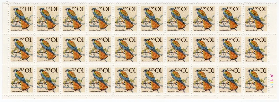 Scott #2476 American Kestrel Plate Block of 30 Stamps - MNH - Image 1 of 1