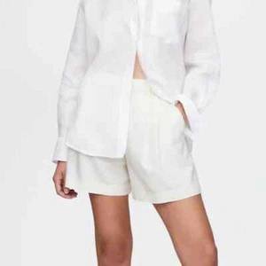 Gap 365 White High Rise Linen Blend Trouser Shorts Sz L NWT - Picture 1 of 8