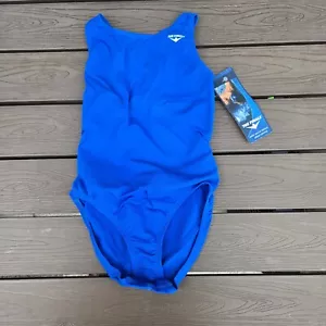 TYR The Finals Youth Girls 1pc Swimsuit Solid Royal Blue Sz 26 New - Picture 1 of 3