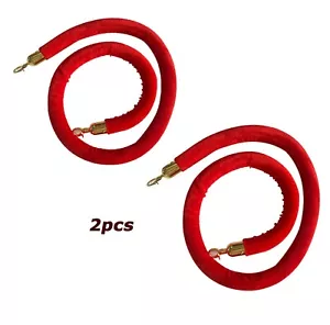 2pcs Velvet Rope Crowd Control Stanchion Post Queue Line Barrier Rope RED - Picture 1 of 1