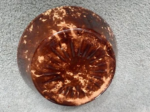 Brown Spongeware Serving Bowl w Molded Base Antique Bennington Style Spatterware - Picture 1 of 6