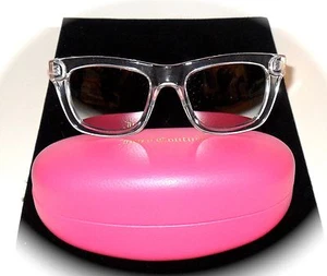 Gafas de sol JUICY COUTURE negras y plateadas transparentes lentes flash JU302 NUEVAS con estuche - Imagen 1 de 2