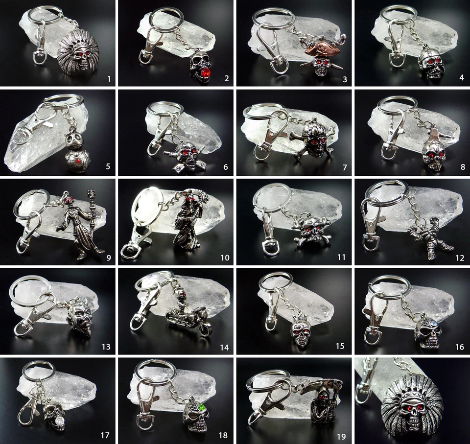 Portachiavi Portachiavi Gothico Teschio Biker Teschio Di Morte Diavolo - Immagine 1 di 1