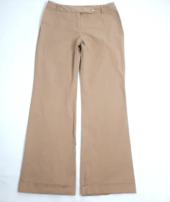 Y2K Express Junior 5 / 6  Ins 30 Dress Pants Slacks Beige Stretch Cuffed WideLeg - Image 1 of 4