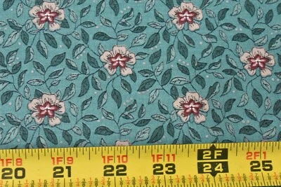 29" Long, Vintage, Peach & Dark-Red Floral on Teal, Benartex, St. Nicole, P9822 - Image 1 of 4