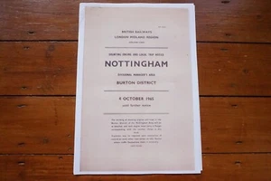 1965 Fascimilie Nottingham Burton Shunting Loco Local Trip Notice Timetable - Picture 1 of 4