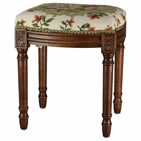 Antique French Louis XVI Mahogany Needlepoint Bench, 20th Century Cover