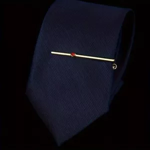Shiny Round Red Ruby Wedding Tie Clip For Men' In Real 10K Yellow Gold - Picture 1 of 2
