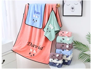 Microfiber Rabbit Ears bath towel personalised Embroidered towel - Picture 1 of 17