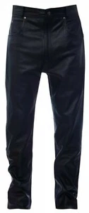 Pantalones de mezclilla clásicos de cuero estilo '501"" negros para hombre cuero de vaca para motociclista - Imagen 1 de 4