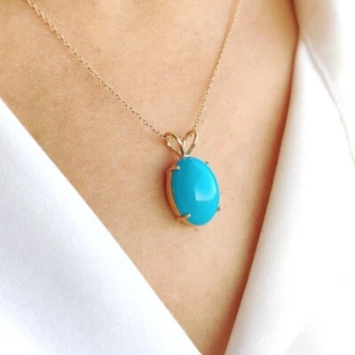 Colgante turquesa de la Bella Durmiente, colgante turquesa Arizona de plata de ley 925 Foto 1 de 4