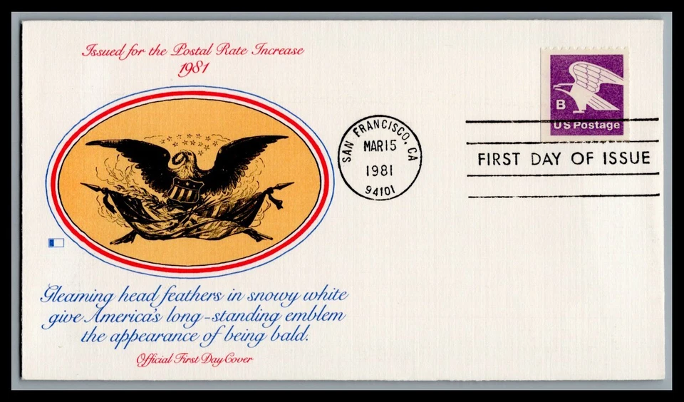 US FDC # 1820 "B" Rate Eagle Fleetwood coil  1981, 9M815 - Image 1 of 1