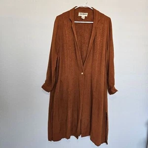 Eno Black | Long Cardigan Coatigan Sustainable Ethical Burnt Orange Women Medium - Picture 1 of 4