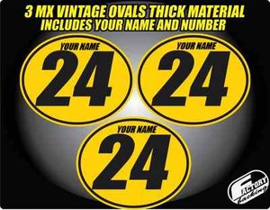 Vintage mx Custom Pre Printed Number plate Backgrounds Ovals ANY COLORS FCM1 - Foto 1 di 1
