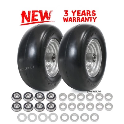 METETAO 2Pcs 11x4.00-5'' Lawn Mower Tire on Wheel Flat Free Tire Zero Turn 11x4-5