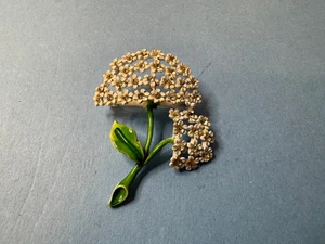 Vintage weiße Emaille Brosche goldfarben Anstecknadel Nachlass signiert Designer - Bild 1 von 14