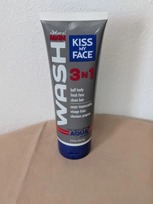 Kiss My Face Natural Man Wash 3 em 1 8 Oz raro fora de produção novo corpo limpo - Imagem 1 de 4