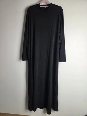 Abaya elástica negra lisa talla grande longitud 56 cuello alto Foto 1 de 4