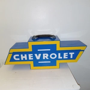 Chevrolet Bowtie Goboxes Metal Toolbox Blue Portable VTG BT 1000V - Picture 1 of 8
