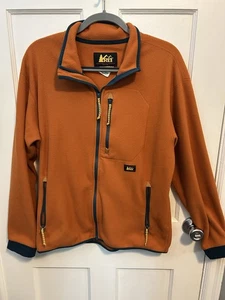 REI Co-op Trailsmith Polartec Fleece Men's M Basic Hiking Jacket Orange Zip-Up - Picture 1 of 8