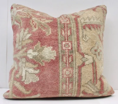 Funda de Almohada Roja Decorativa Turca Kilim 18" Rojo Verde Beige Kilim Sofá Almohada Foto 1 de 4