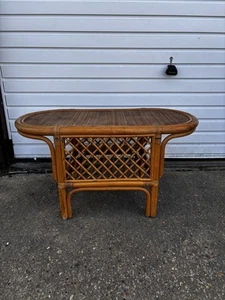 Mid Century Bambus Korbgeflecht Couchtisch Wintergarten Boho Tiki Retro Mcm - Bild 1 von 14