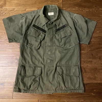 Vtg 60s 1968 USAF OG 107 Slant Class 1 Jungle Fatigue Small Short Sleeve - Image 1 of 4