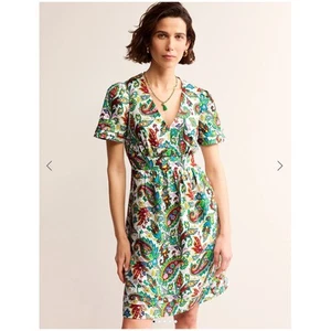 NWT Boden Eve Linen Paisley Azure Short Dress Size 4P - Picture 1 of 11